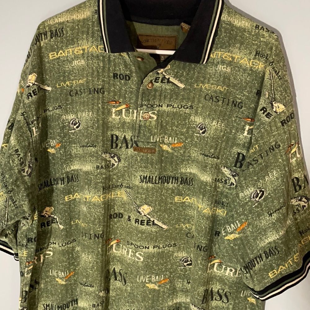 North River 1X Men’s Cotton Polo w Fishing Lures